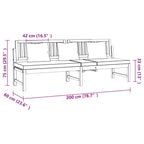 Tagesbett mit Grauen Kissen 200x60x75 cm Massivholz Akazie