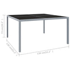 Gartentisch 130x130x72 cm Grau Stahl und Glas