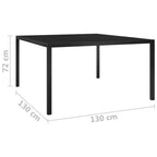Gartentisch 130x130x72 cm Schwarz Stahl und Glas
