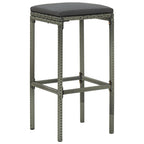 Barhocker mit Kissen 2 Stk. Grau Poly Rattan