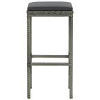 Barhocker mit Kissen 2 Stk. Grau Poly Rattan