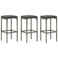 Barhocker mit Kissen 3 Stk. Grau Poly Rattan