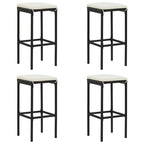 Barhocker mit Kissen 4 Stk. Schwarz Poly Rattan