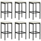 Barhocker mit Kissen 6 Stk. Schwarz Poly Rattan