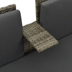 3-tlg. Garten-Lounge-Set mit Auflagen Poly Rattan Grau