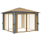 Pavillon mit Vorhang 300x300 cm Taupe Aluminium