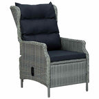 Verstellbarer Gartensessel mit Auflagen Poly Rattan Hellgrau