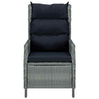 Verstellbarer Gartensessel mit Auflagen Poly Rattan Hellgrau