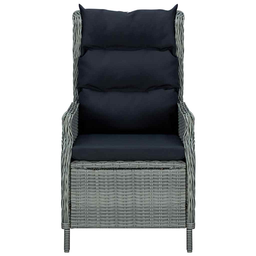 Verstellbarer Gartensessel mit Auflagen Poly Rattan Hellgrau