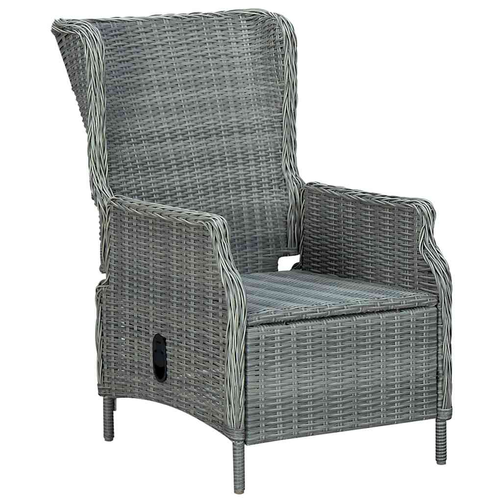 Verstellbarer Gartensessel mit Auflagen Poly Rattan Hellgrau