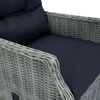 Verstellbarer Gartensessel mit Auflagen Poly Rattan Hellgrau