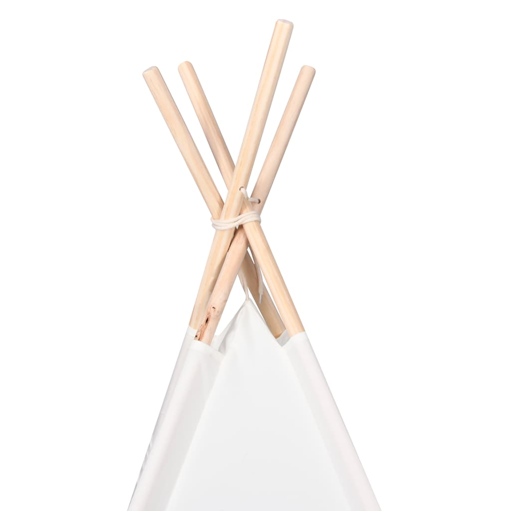 Kinder Tipi-Zelt mit Tasche Pfirsichhaut Weiß 120x120x150 cm