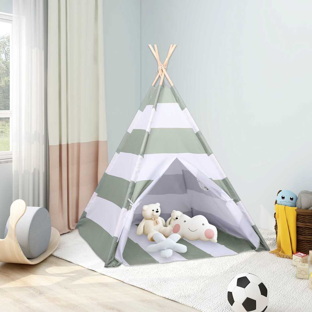 Kindertent Grau und Weiß 120 x 120 x 150 cm Massivholz Kiefer