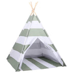 Kindertent Grau und Weiß 120 x 120 x 150 cm Massivholz Kiefer