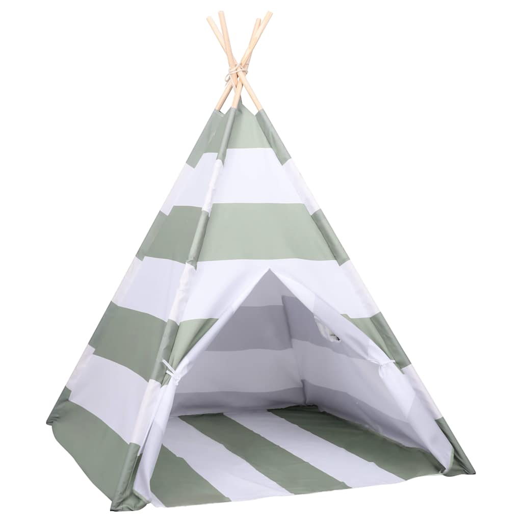 Kindertent Grau und Weiß 120 x 120 x 150 cm Massivholz Kiefer