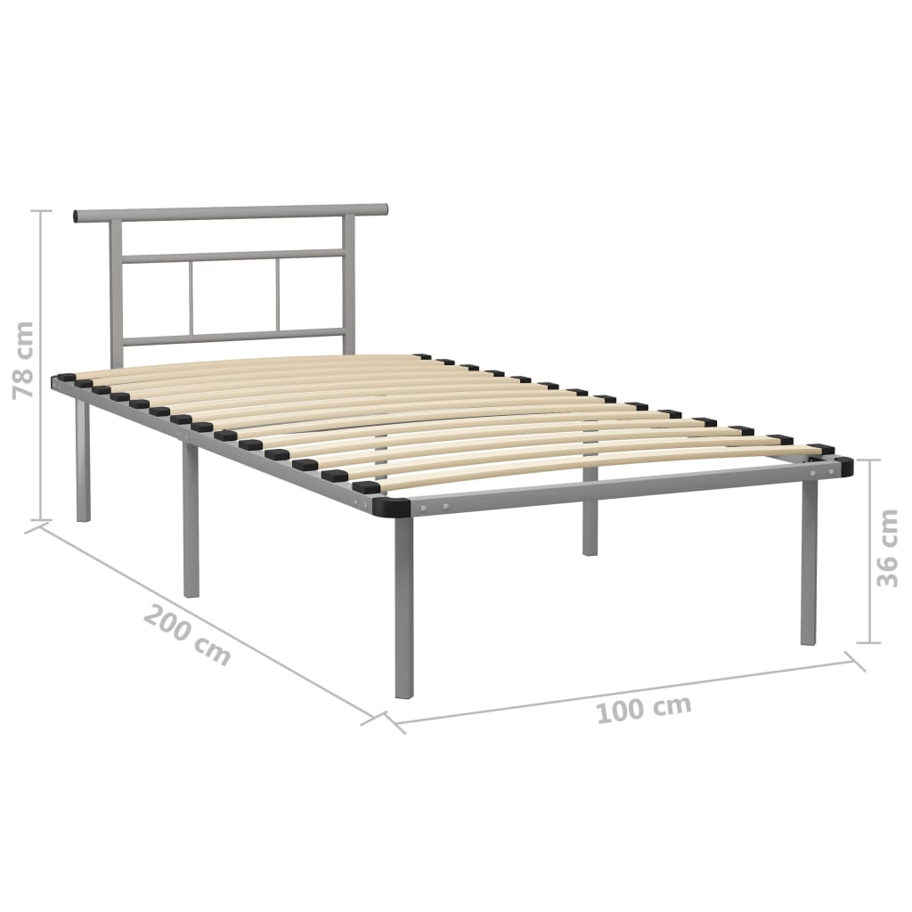 Bettgestell Grau Metall 100x200 cm