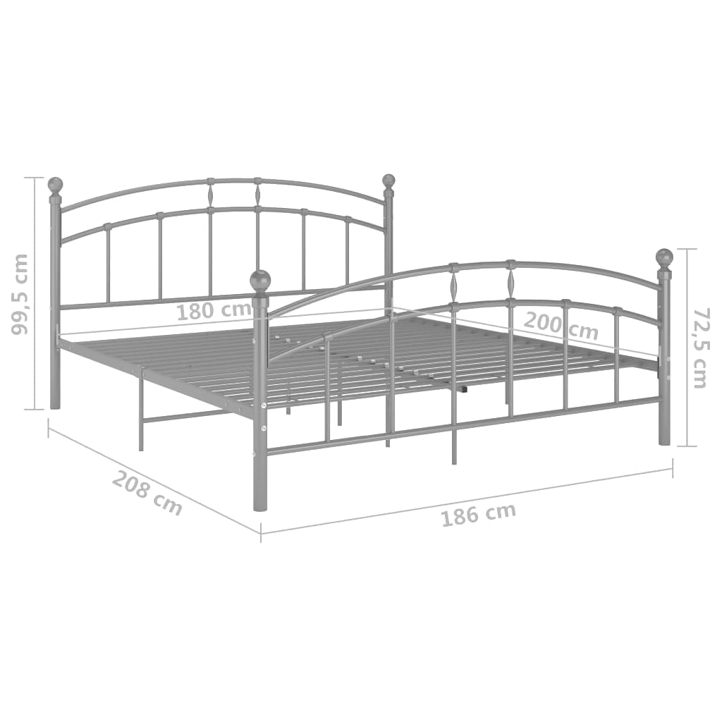 Bettgestell Grau Metall 180x200 cm