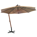 Ampelschirm mit Mast Taupe 3,5x2,9 m Massivholz Tanne