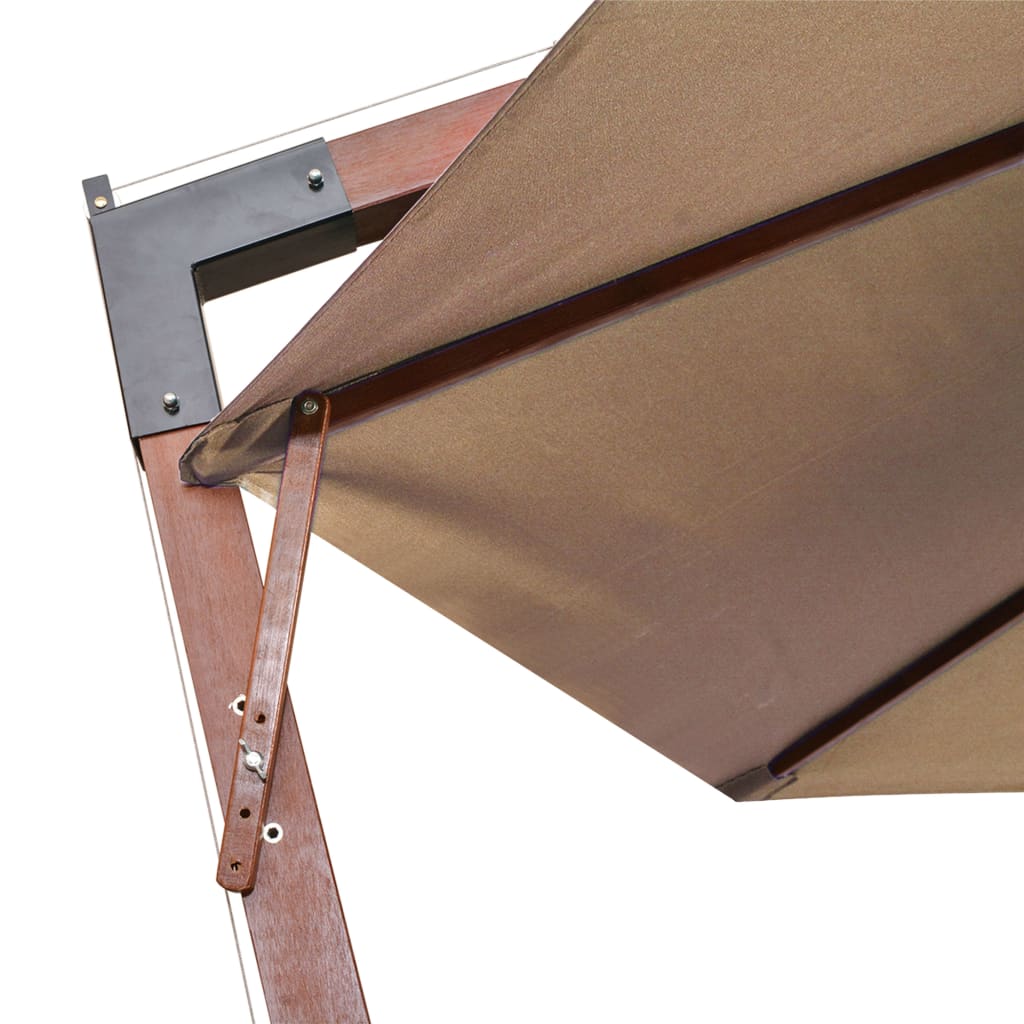 Ampelschirm mit Mast Taupe 3,5x2,9 m Massivholz Tanne