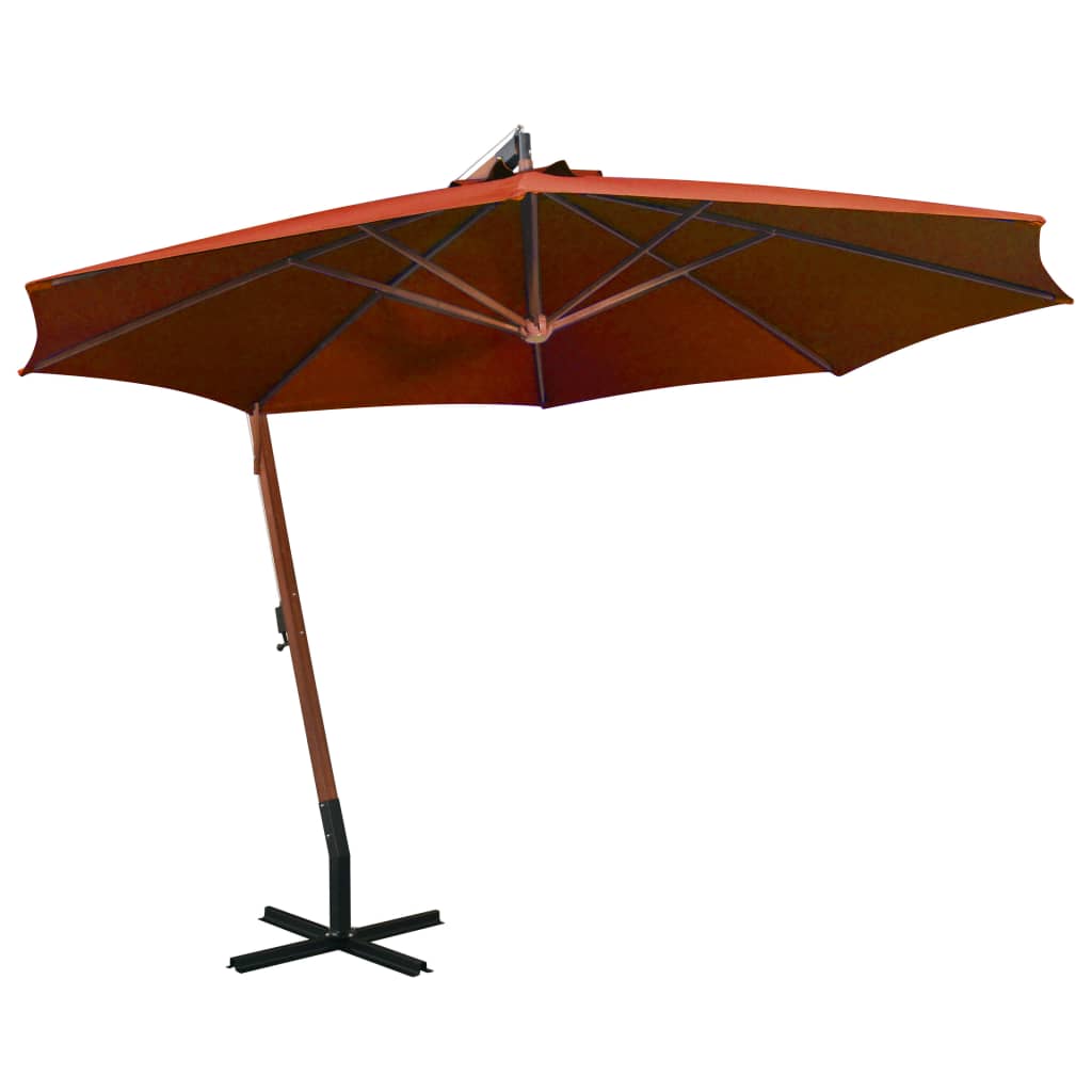 Ampelschirm mit Mast Terrakotta 3,5x2,9 m Massivholz Tanne