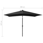 Sonnenschirm mit LEDs und Stahl-Mast Schwarz 2x3 m