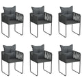 Gartenstühle 6 Stk. mit Kissen Poly Rattan Schwarz