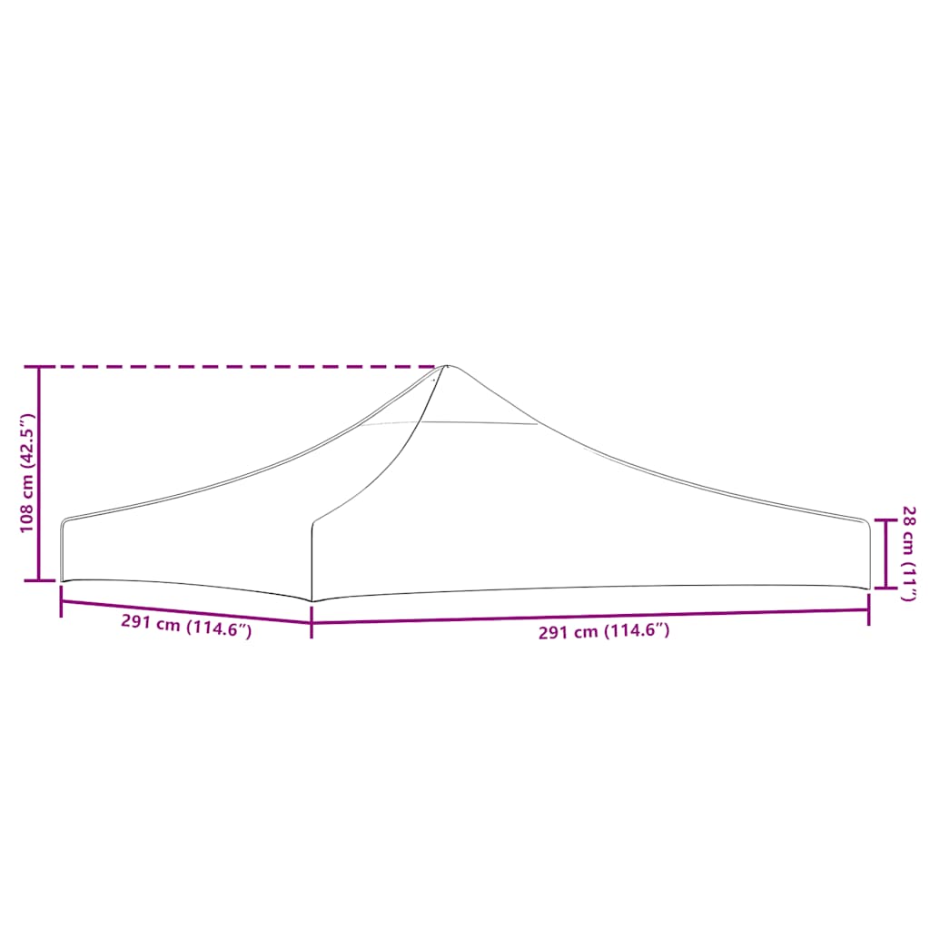 Partyzelt-Dach 3x3 m Taupe 270 g/m²