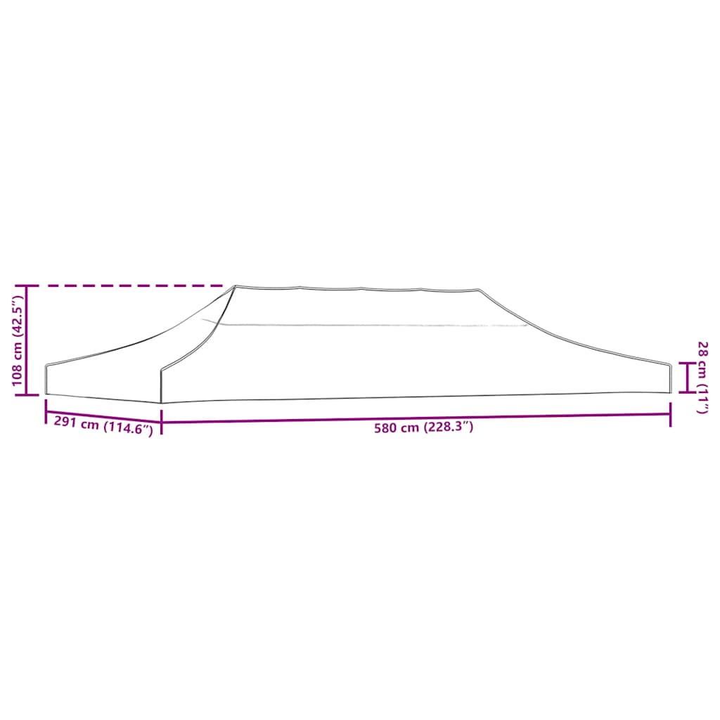 Partyzelt-Dach 6x3 m Taupe 270 g/m²