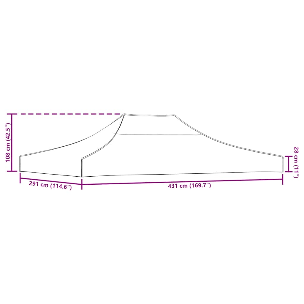 Partyzelt-Dach 4,5x3 m Anthrazit 270 g/m²