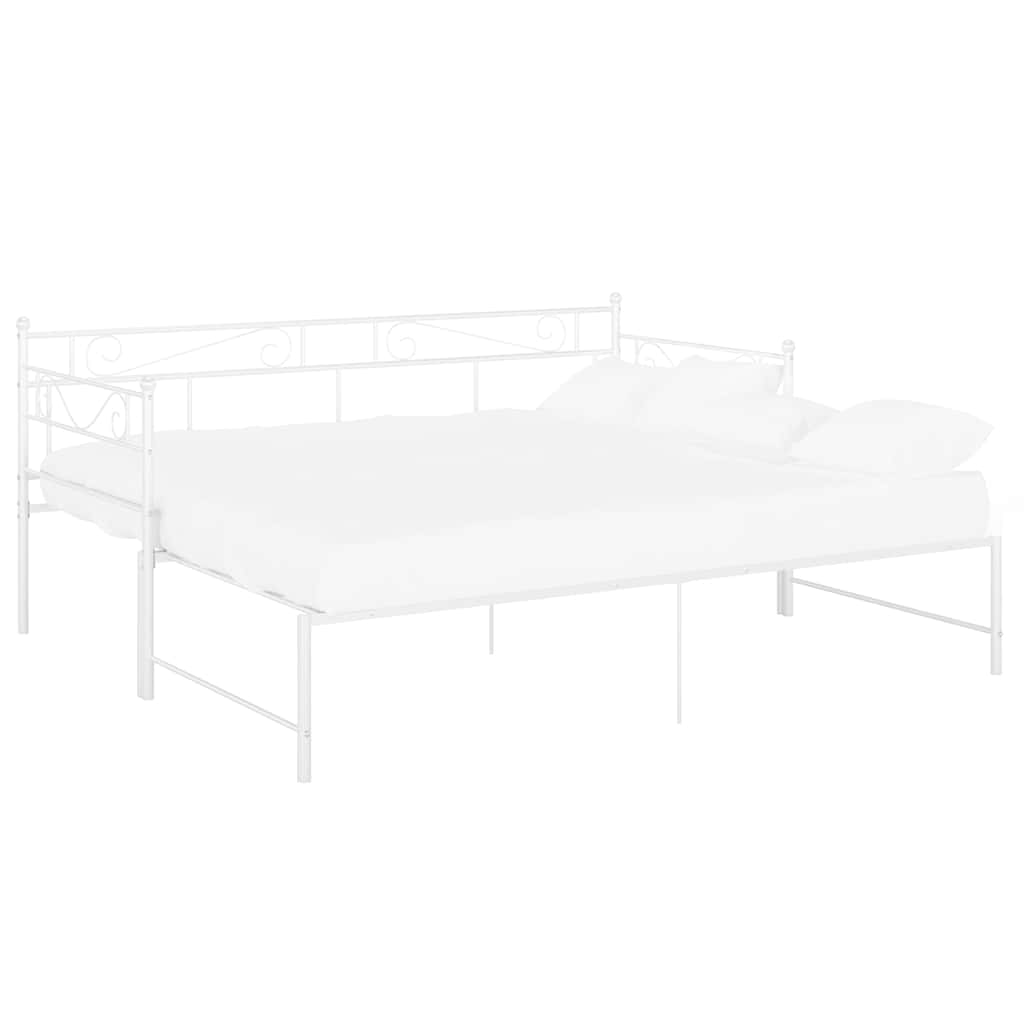 Tagesbett Ausziehbar Weiß Metall 90x200 cm