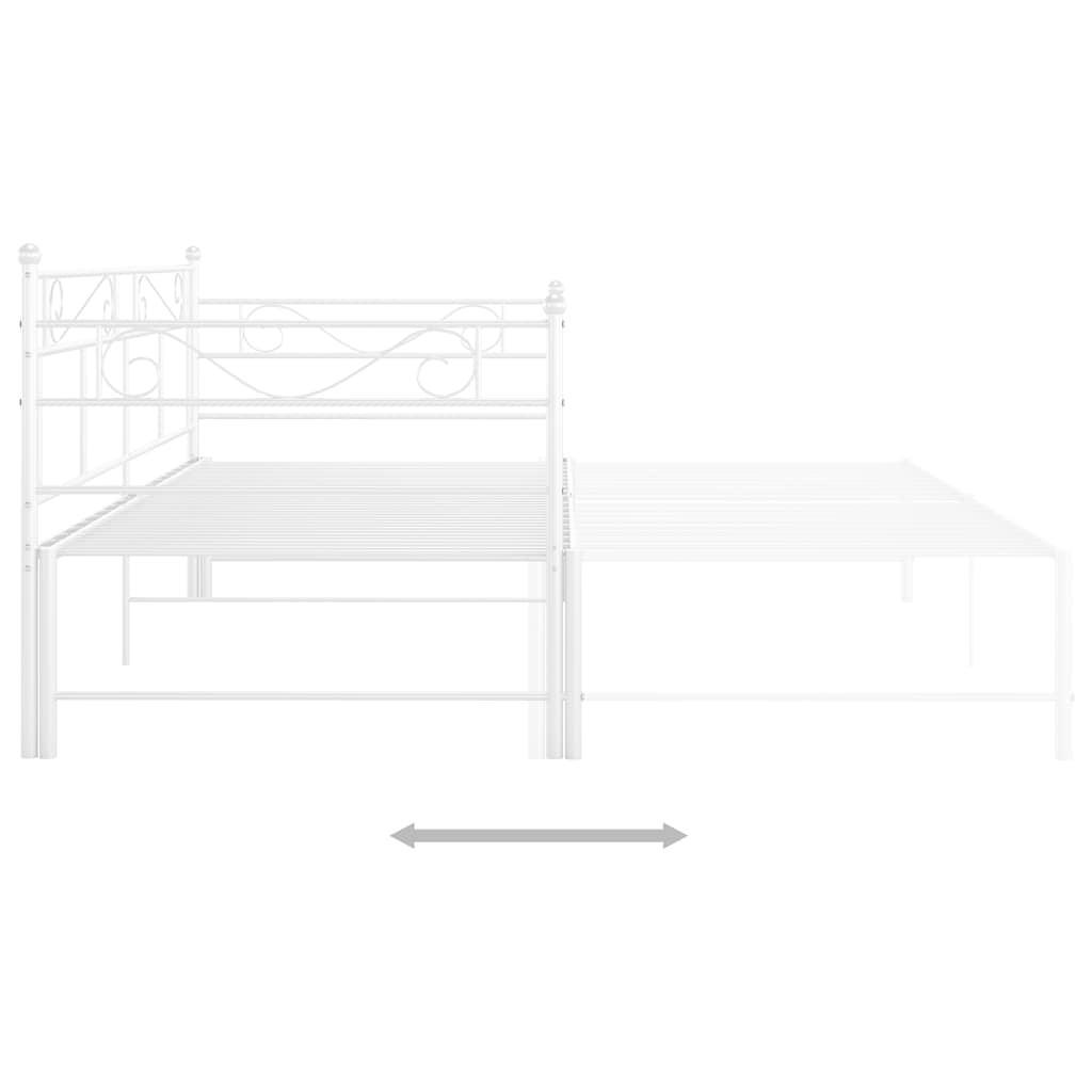 Tagesbett Ausziehbar Weiß Metall 90x200 cm