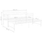 Tagesbett Ausziehbar Weiß Metall 90x200 cm