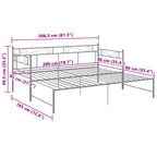 Tagesbett Ausziehbar Grau Metall 90x200 cm