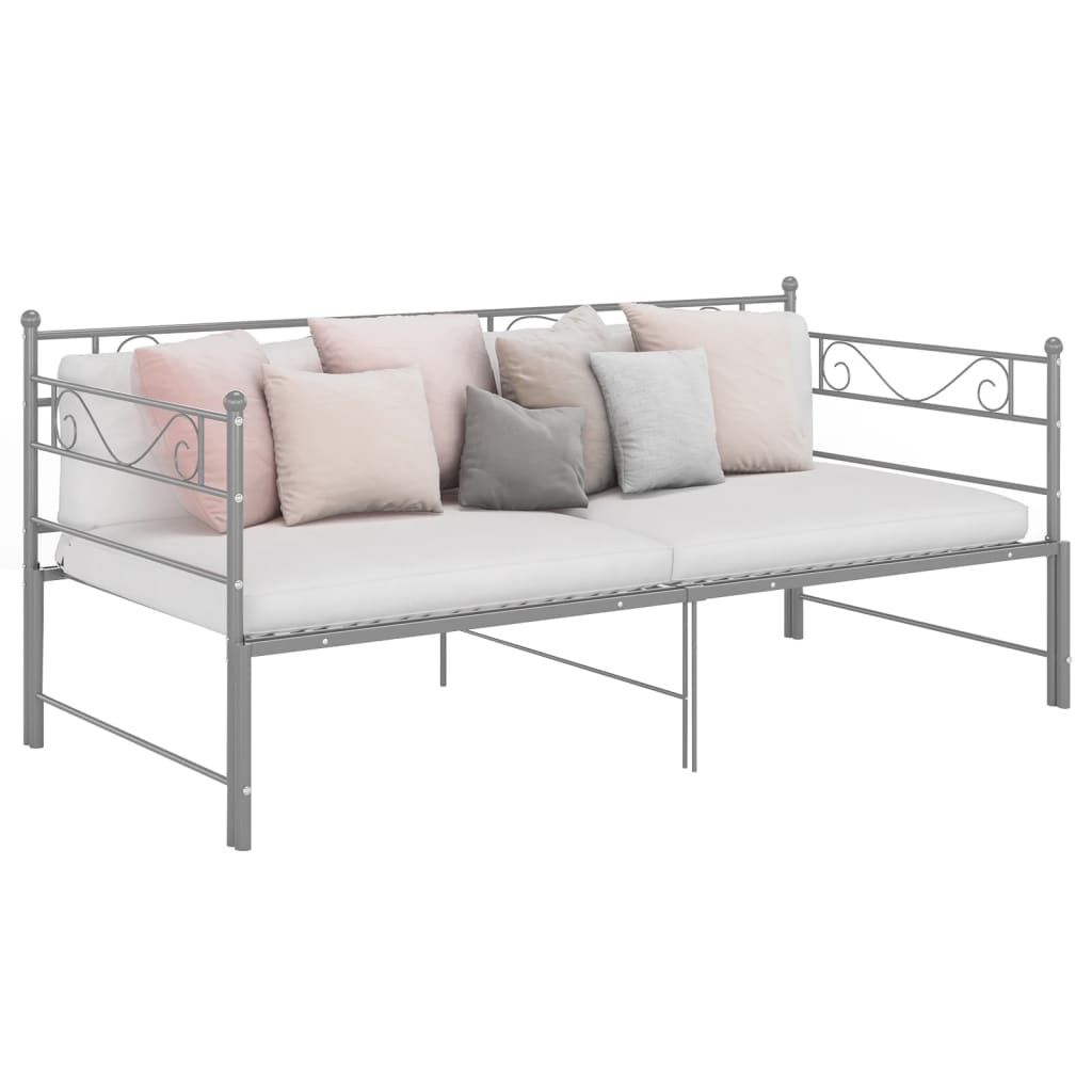 Tagesbett Ausziehbar Grau Metall 90x200 cm