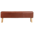 Bank Turnbock-Design 160cm Braun Echtleder Massivholz Akazie