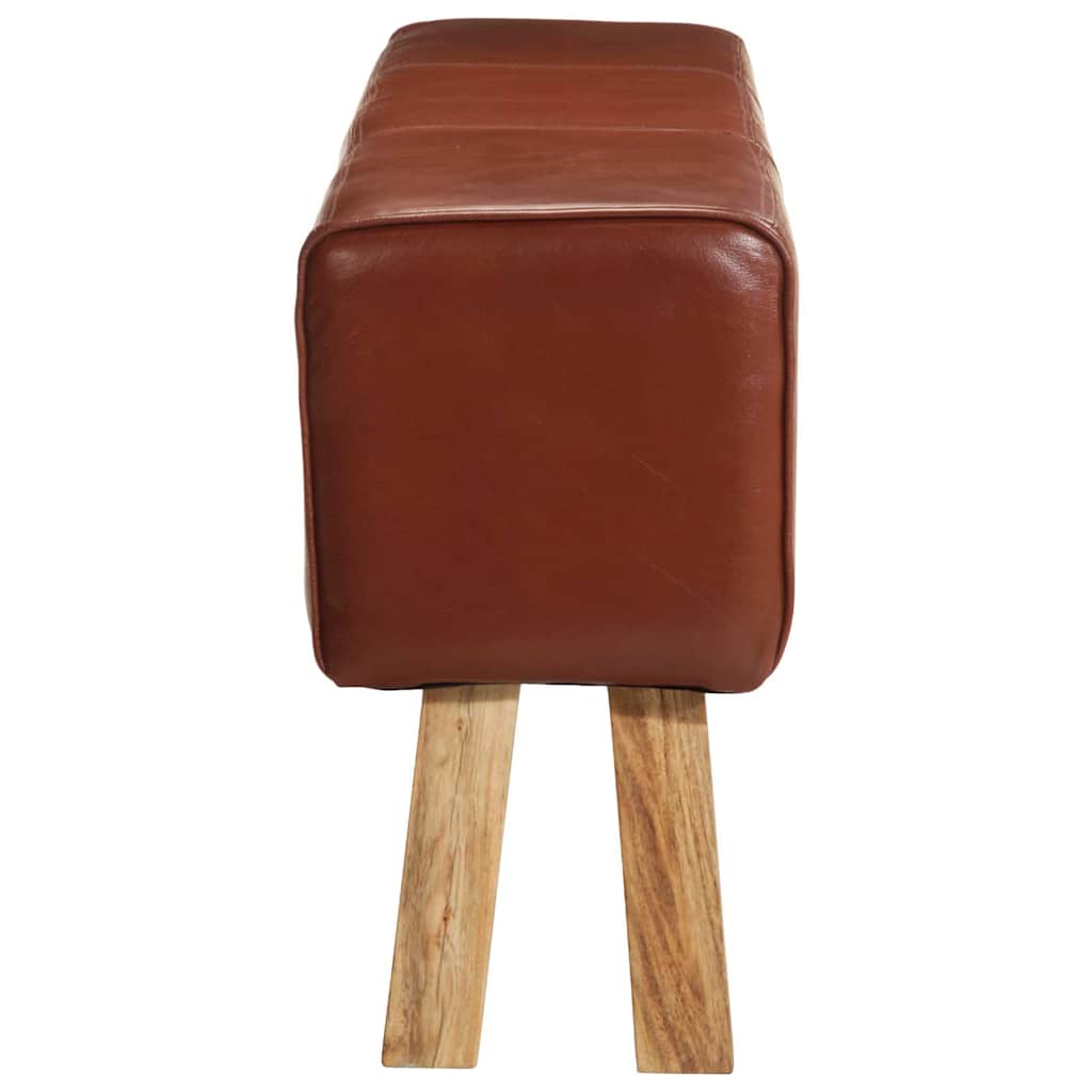 Bank Turnbock-Design 160cm Braun Echtleder Massivholz Akazie