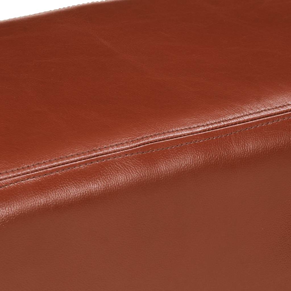 Bank Turnbock-Design 160cm Braun Echtleder Massivholz Akazie