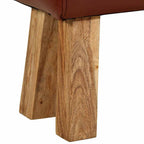 Bank Turnbock-Design 160cm Braun Echtleder Massivholz Akazie