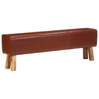 Bank Turnbock-Design 160cm Braun Echtleder Massivholz Akazie