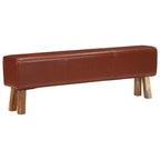 Bank Turnbock-Design 160cm Braun Echtleder Massivholz Akazie