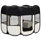 Faltbarer Welpenlaufstall mit Tragetasche Schwarz 90x90x58 cm
