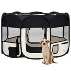 Faltbarer Welpenlaufstall mit Tragetasche Schwarz 125x125x61 cm