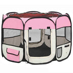 Faltbarer Welpenlaufstall mit Tragetasche Rosa 90x90x58 cm