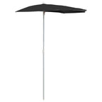 Halb-Sonnenschirm mit Mast 180x90 cm Schwarz