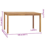 Garten-Esstisch 140x80x77 cm Massivholz Teak
