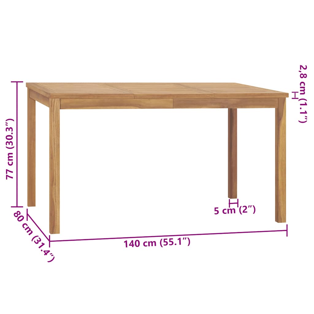 Garten-Esstisch 140x80x77 cm Massivholz Teak