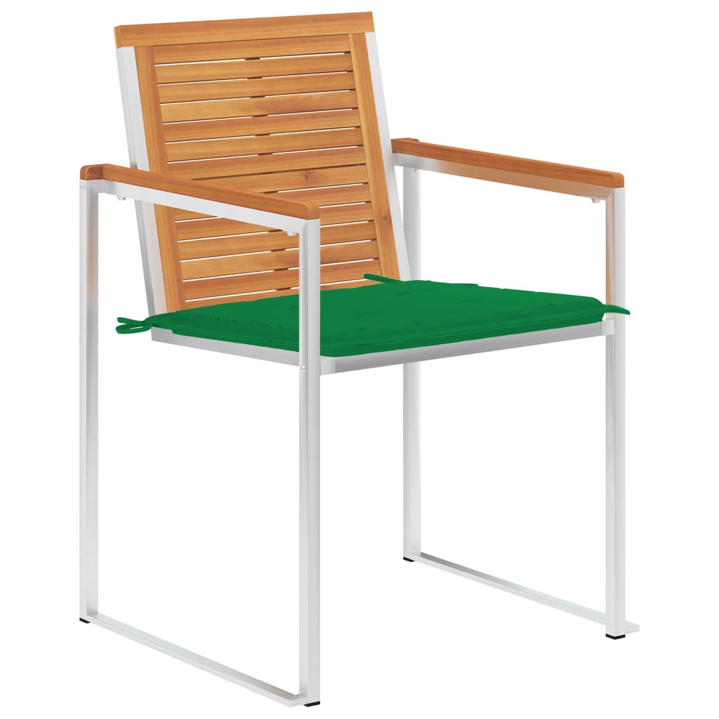 Gartenstühle mit Kissen 2 Stk. Massivholz Akazie und Stahl