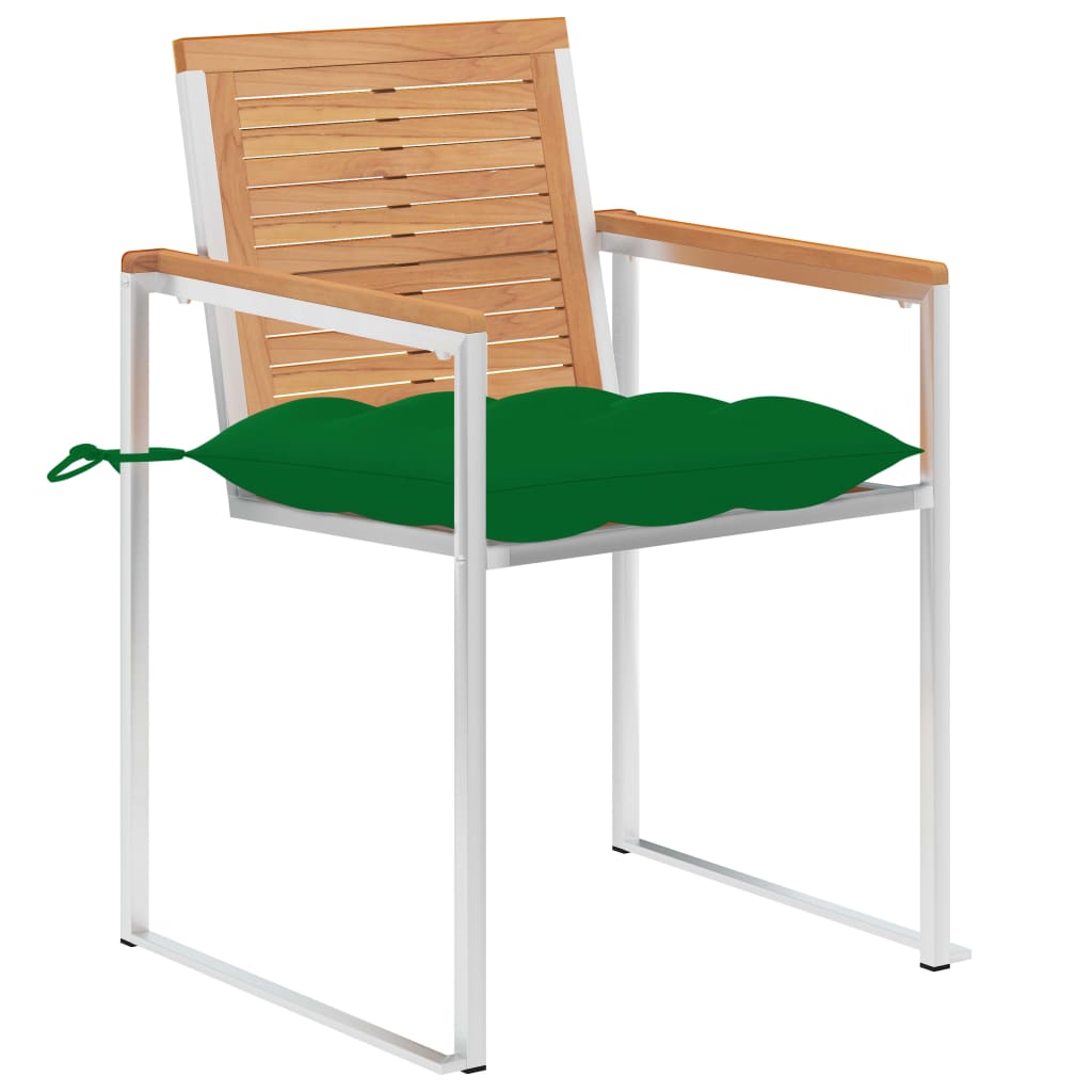 Gartenstühle mit Kissen 2 Stk. Massivholz Teak und Stahl