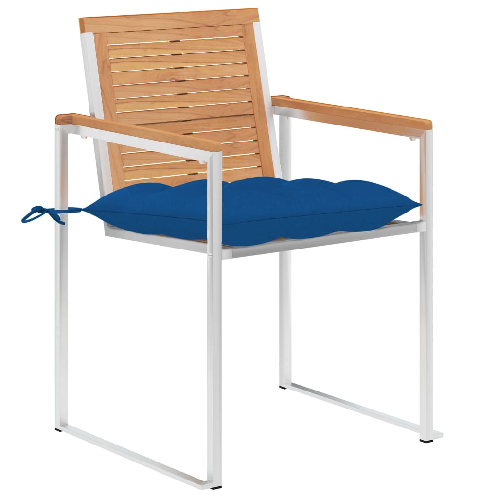 Gartenstühle mit Kissen 2 Stk. Massivholz Teak und Stahl