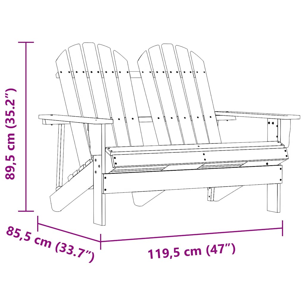 2-Sitzer Adirondack-Gartenbank Massivholz Tanne Weiß